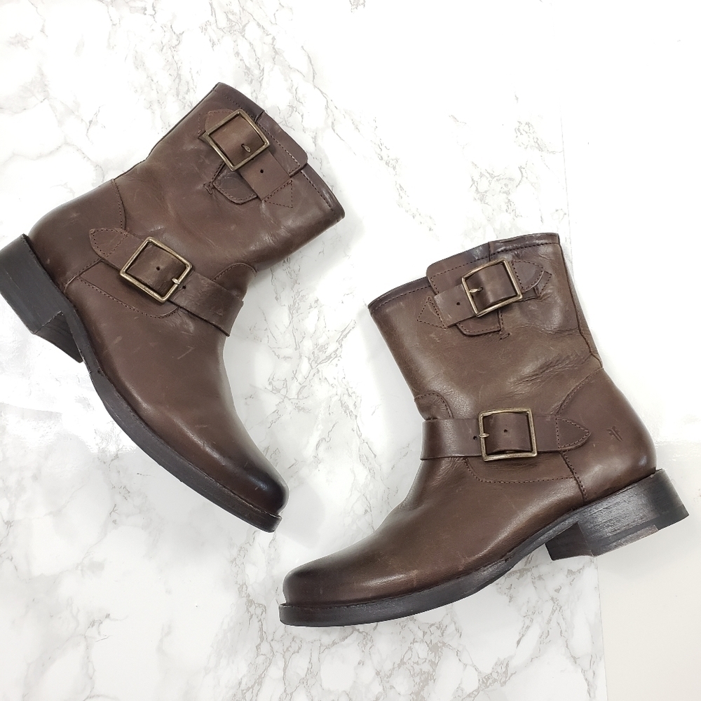 Frye Vicky Engineer Leather Moto Boots  6 NEW - Picture 2 of 13